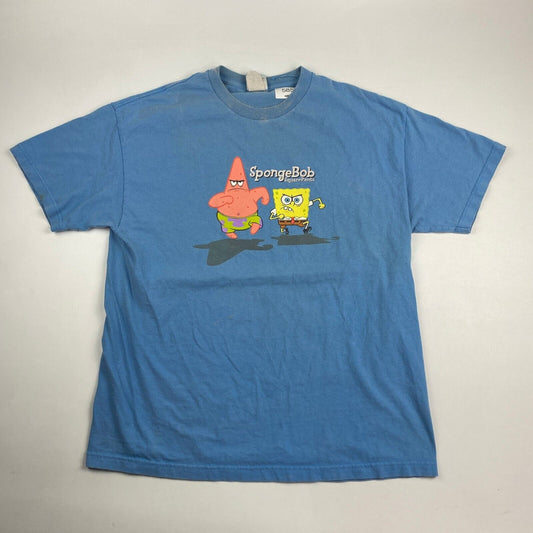 VINTAGE Sponge Bob Square Pants Cartoon Blue T-Shirt sz XL Men