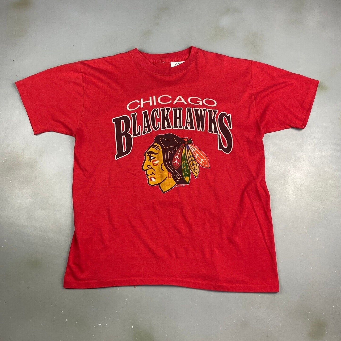 VINTAGE 1988 NHL Chicago Blackhawks Logo Red T-Shirt sz Large Men Adult