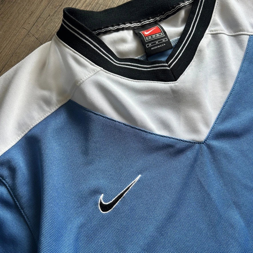 1990s | Team NIKE Two Tone V-Neck Jersey T-Shirt sz M/L