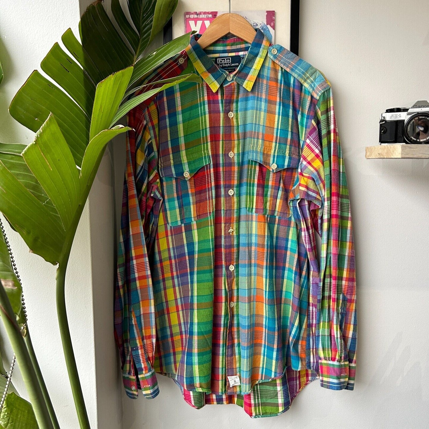 VINTAGE | Ralph Lauren POLO Military Trim Button Down Shirt sz XL Adult