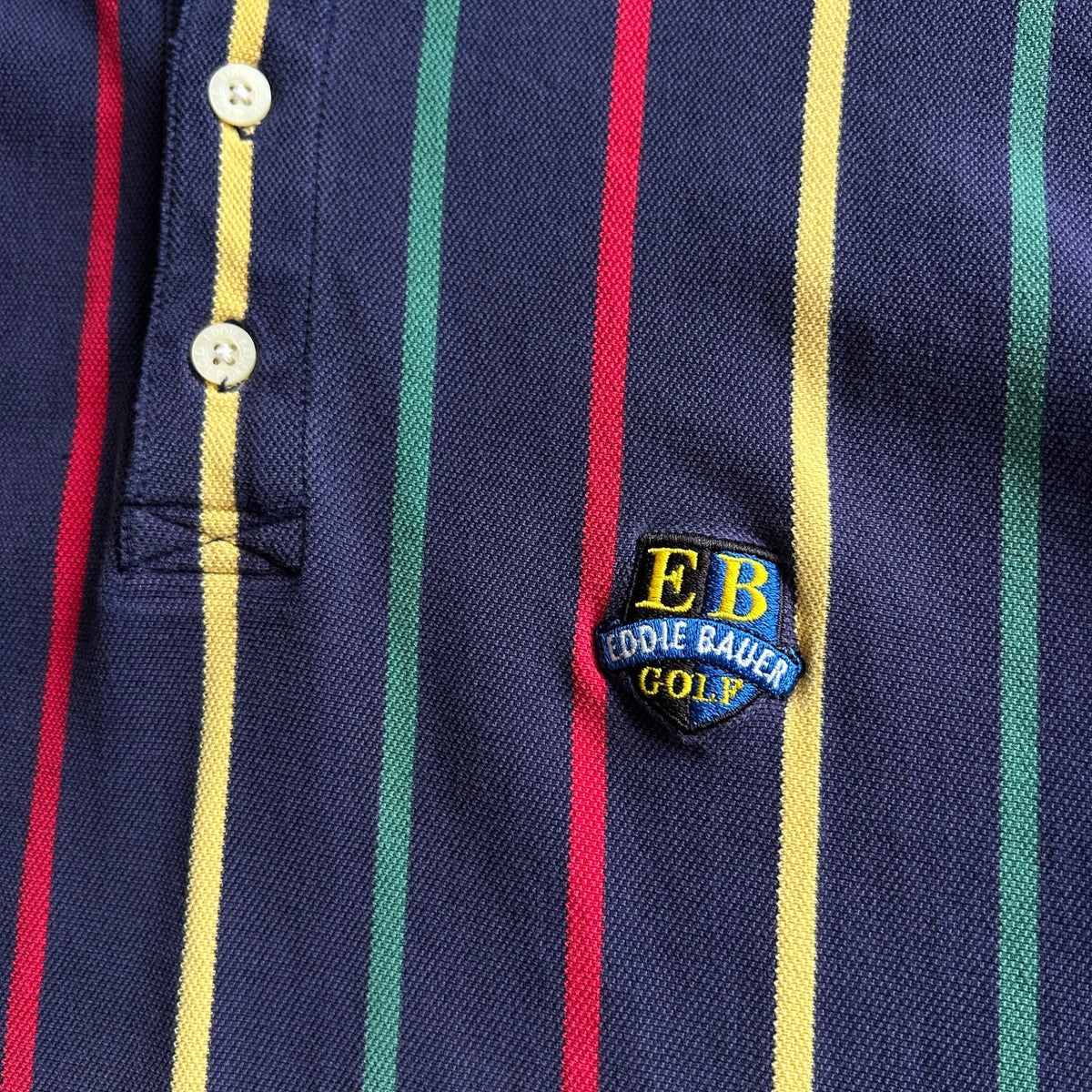 1990s | Vintage EBTEK Eddie Bauer Golf Vertical Striped Polo Shirt sz L