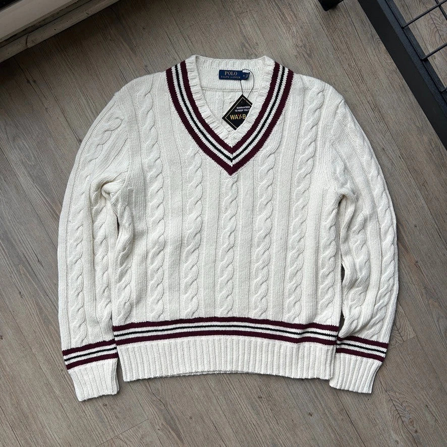 VINTAGE | Polo Ralph Lauren Cashmere Blend Cable Tennis Knit Sweater sz M