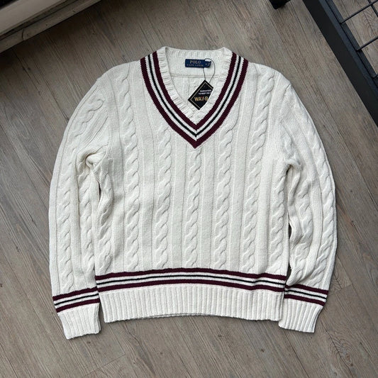 VINTAGE | Polo Ralph Lauren Cashmere Blend Cable Tennis Knit Sweater sz M