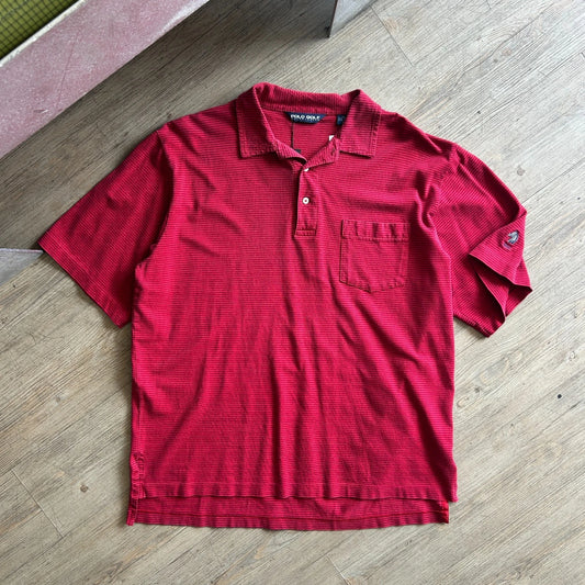 POLO GOLF | Vintage Ralph Lauren 1890 Horse Striped Pima Cotton Polo Shirt sz L