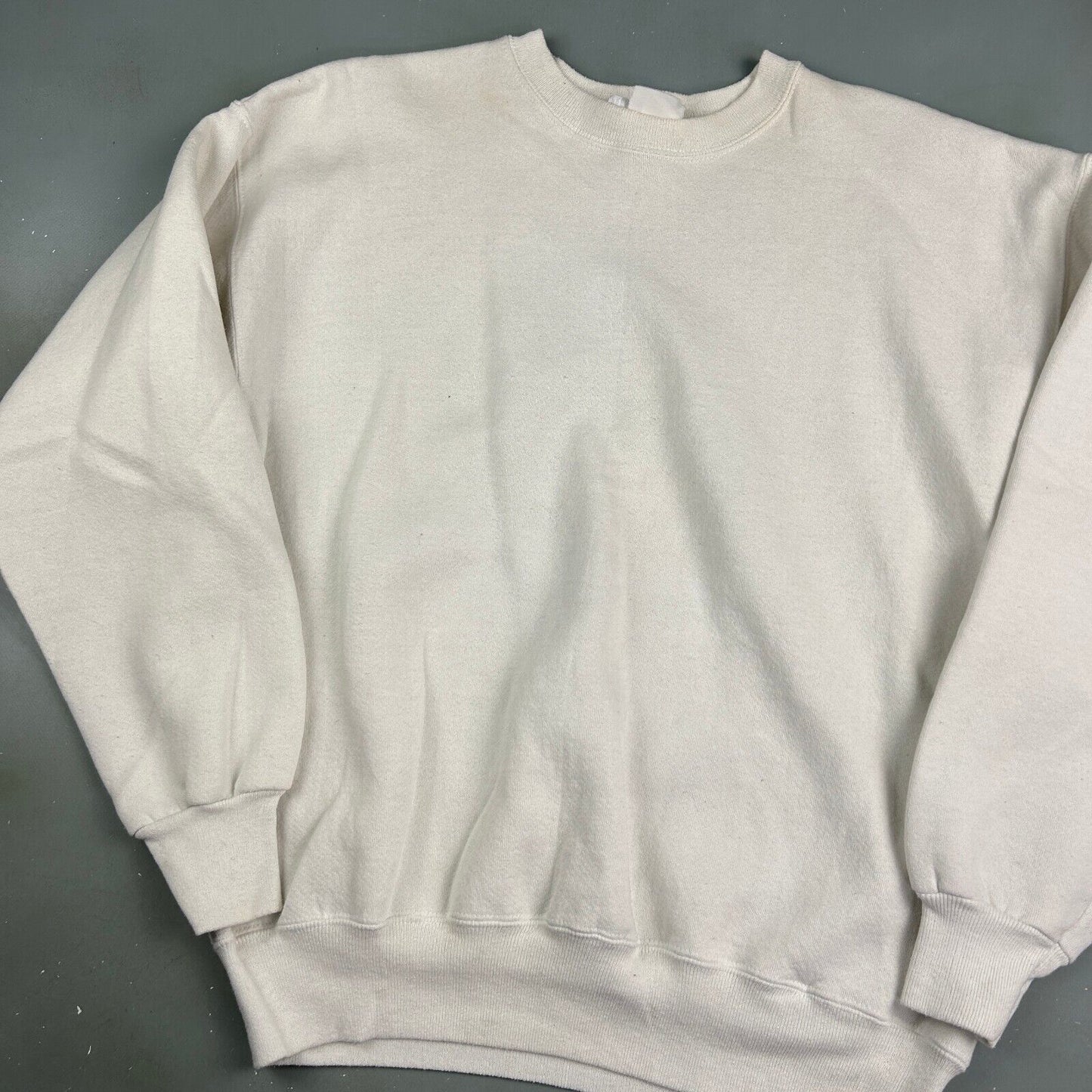 VINTAGE 90s Hanes Blank White Crewneck Sweater sz Medium Adult