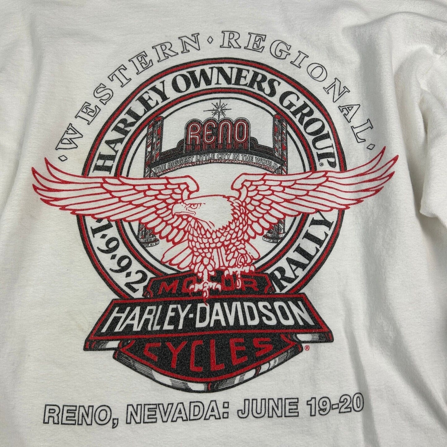 VINTAGE 1992 | Harley Davidson Owners Group Long Sleeve T-Shirt sz M Adult