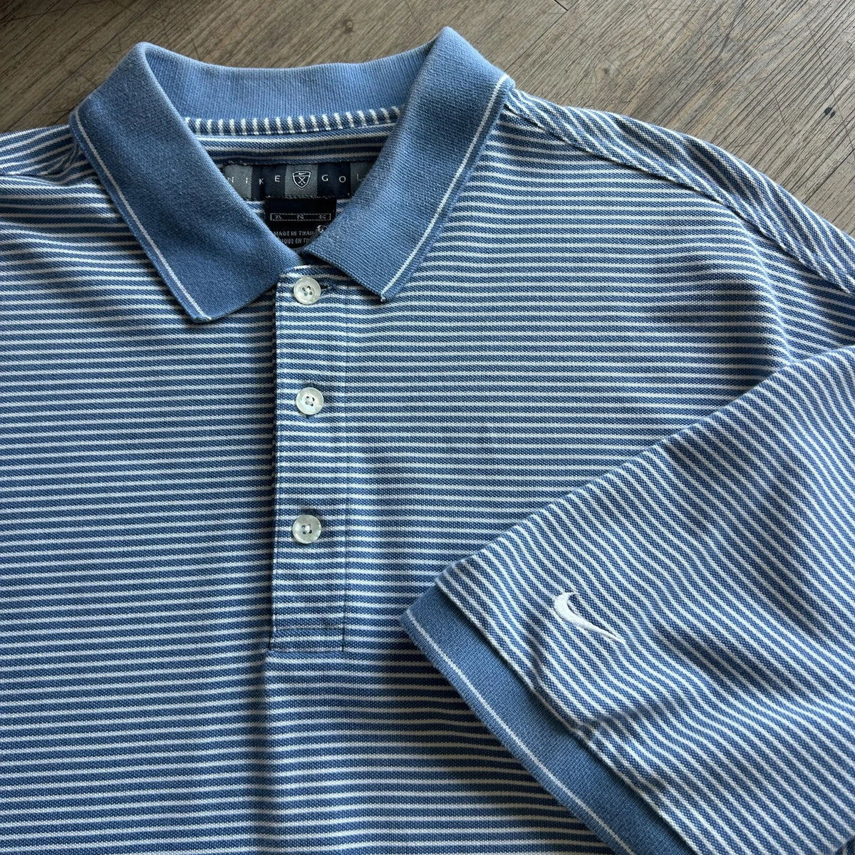 1990s - Y2k | NIKE Golf Striped Blue Dri-Fit Polo Shirt sz XL