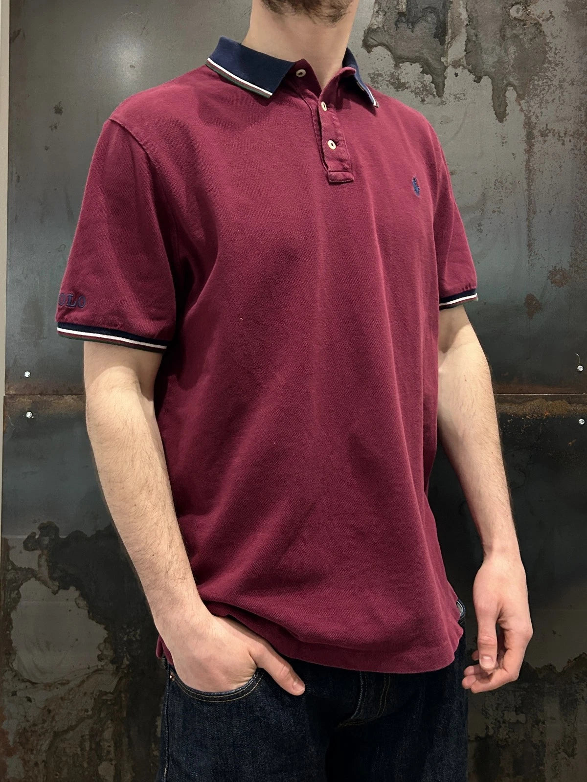 VINTAGE Y2k | Ralph Lauren Sm Pony Wine Red Polo Shirt sz L
