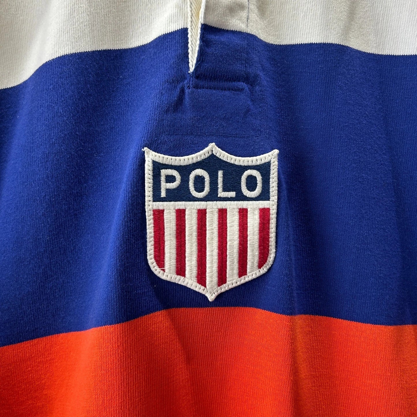 VINTAGE 90s | Polo by Ralph Lauren K-Swiss Crest Striped Stadium Polo Shirt sz L