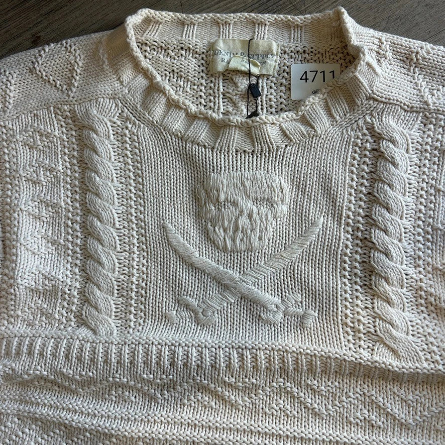 Denim & Supply Ralph Lauren | Vintage Cream Skull Cable Knit Sweater sz M/L