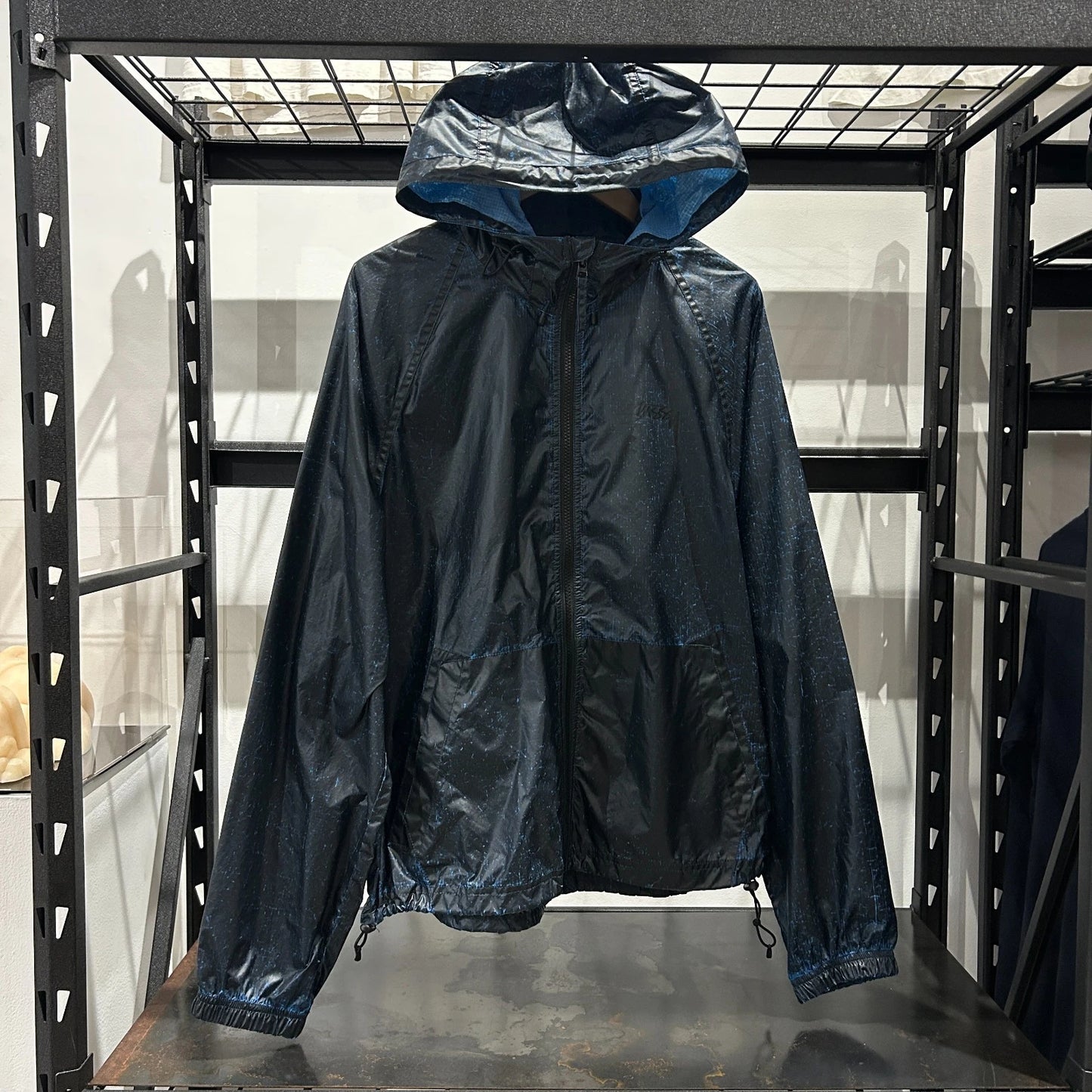 STUSSY | Beach Shell Cracked Blue Ripstop Windbreaker Jacket sz M