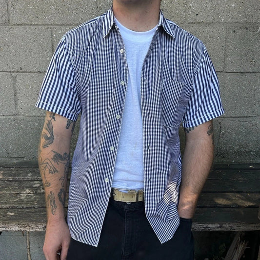 Comme Des Garcons Homme | Gingham Pinstriped Short Sleeve Button Down Shirt sz S
