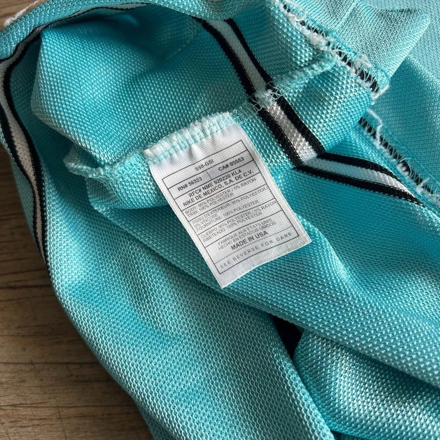 1990s | NIKE Team Sports Striped Teal Blue V-Neck Jersey T-Shirt sz L/XL