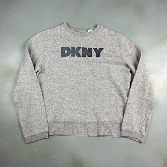 VINTAGE 90s DKNY Faded Logo Grey Crewneck Sweater sz Medium Adult