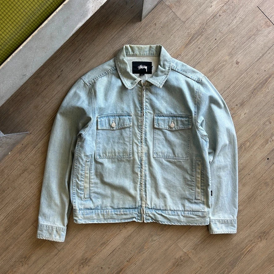 STUSSY | Light Wash Denim Full Zip Harrington Jacket sz M
