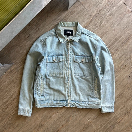 STUSSY | Light Wash Denim Full Zip Harrington Jacket sz M