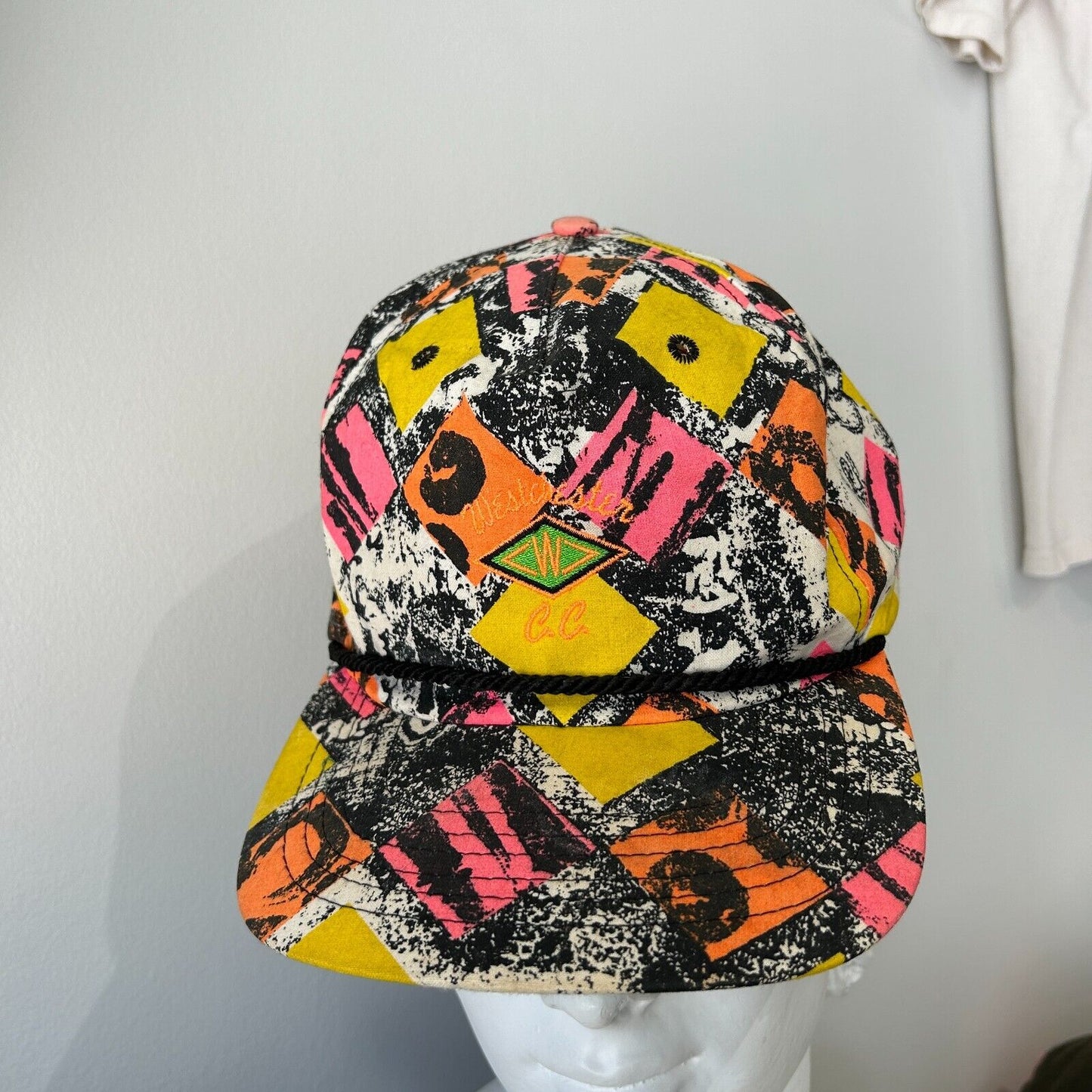 VINTAGE 80s | Retro Surf Style All Over Print Cap HAT One Size Adult
