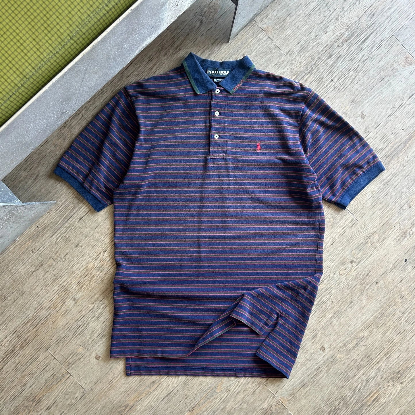 POLO GOLF | Ralph Lauren Striped Embroidered Horse Vintage Polo Shirt sz L