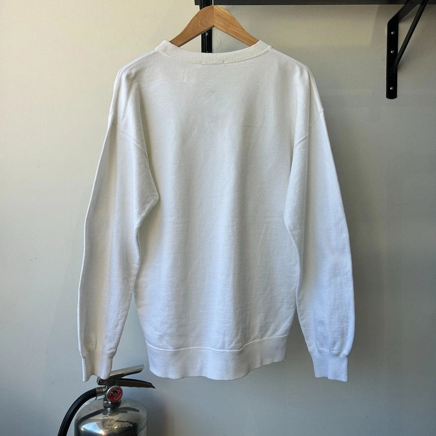 ISSEY MIYAKE | 1990s Spell Out Logo Vintage White Crewneck Sweater sz M