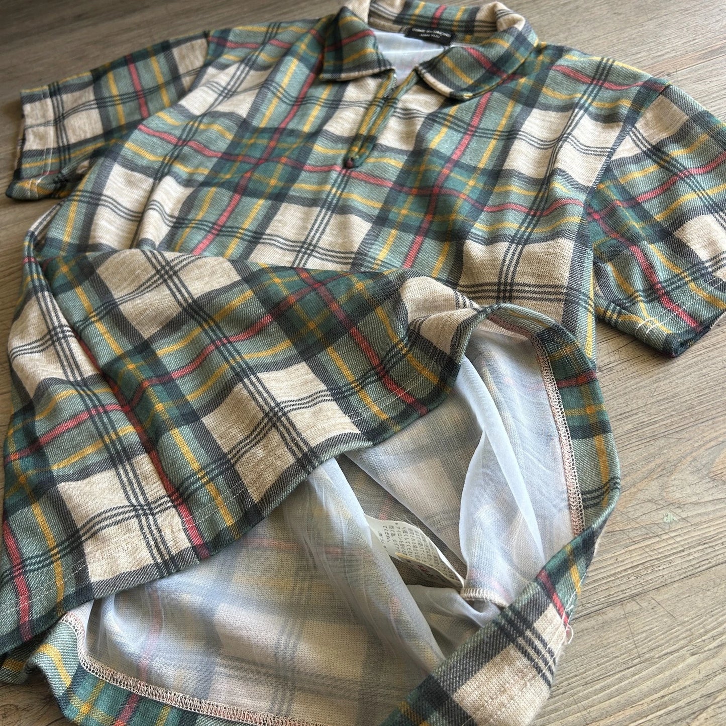 VINTAGE 1996 | Comme des Garcons Homme Plus Plaid 1/4 Zip Polo Shirt sz S/M