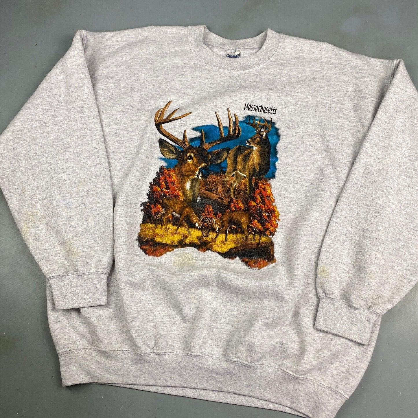 VINTAGE 90s Massachusetts Nature Deer Crewneck Sweater sz XL Mens Adult