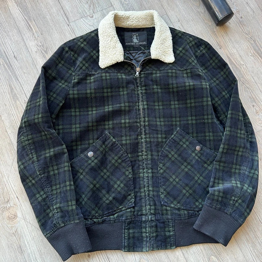 VINTAGE | Hysteric Glamour Plaid Bomber Jacket Sherpa Collar sz M