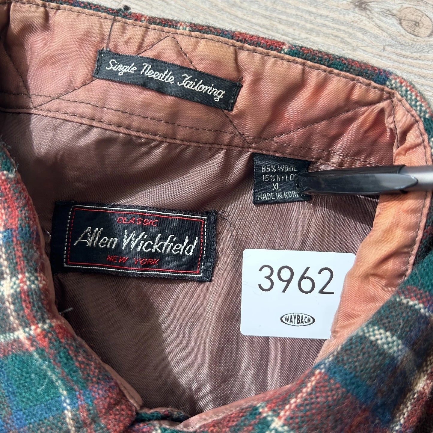 VINTAGE 80s | Allen Wickfield NY Plaid Wool Flannel Button Down Shirt sz XL