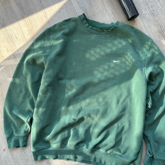 VINTAGE 90s | NIKE Embroidered Swoosh Green Crewneck Sweater sz XL Adult