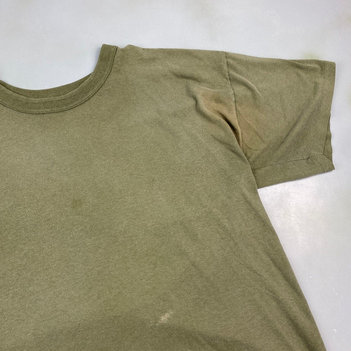 VINTAGE 90s Faded Military Olive Green Blank T-Shirt sz XXL Men