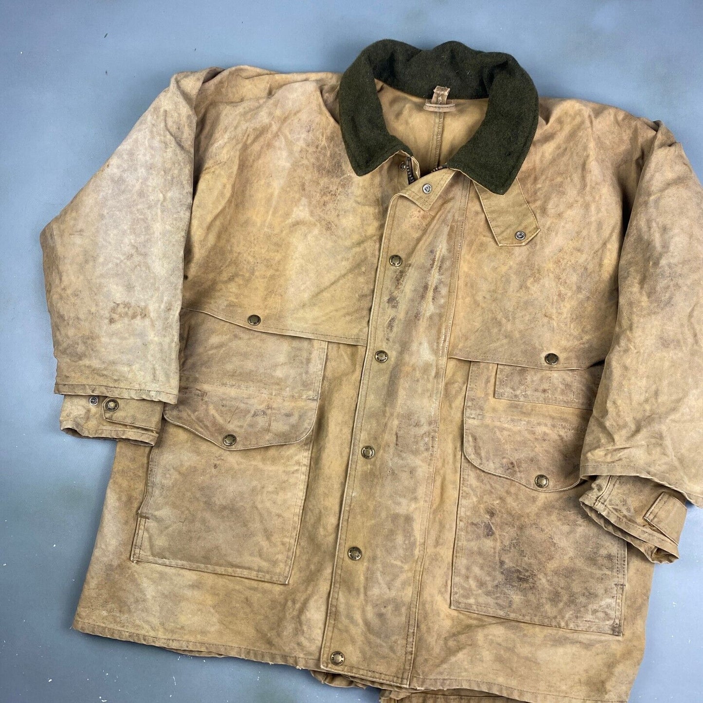 VINTAGE 70s/80s FILSON Tin Cloth Cruiser Waxed Outdoor Jacket sz XL - 2XL Men