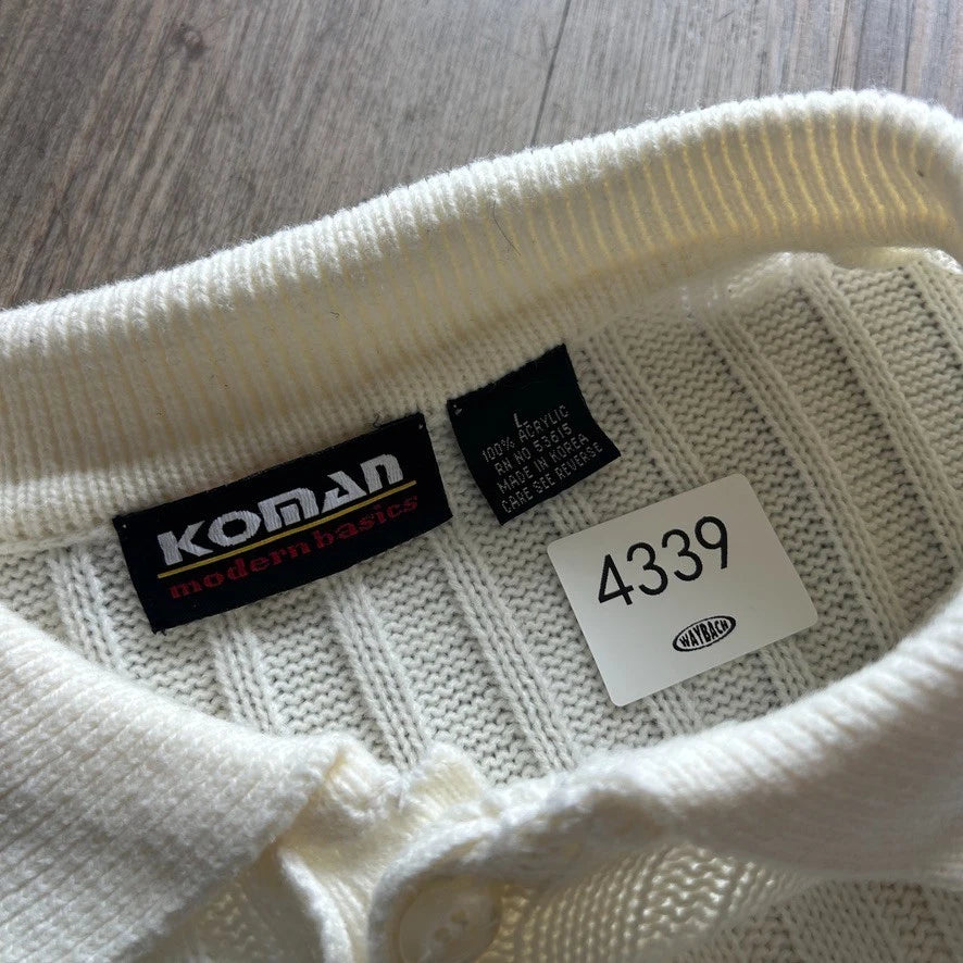 VINTAGE 90s | Koman Striped Ribbed Knit Polo Shirt sz L