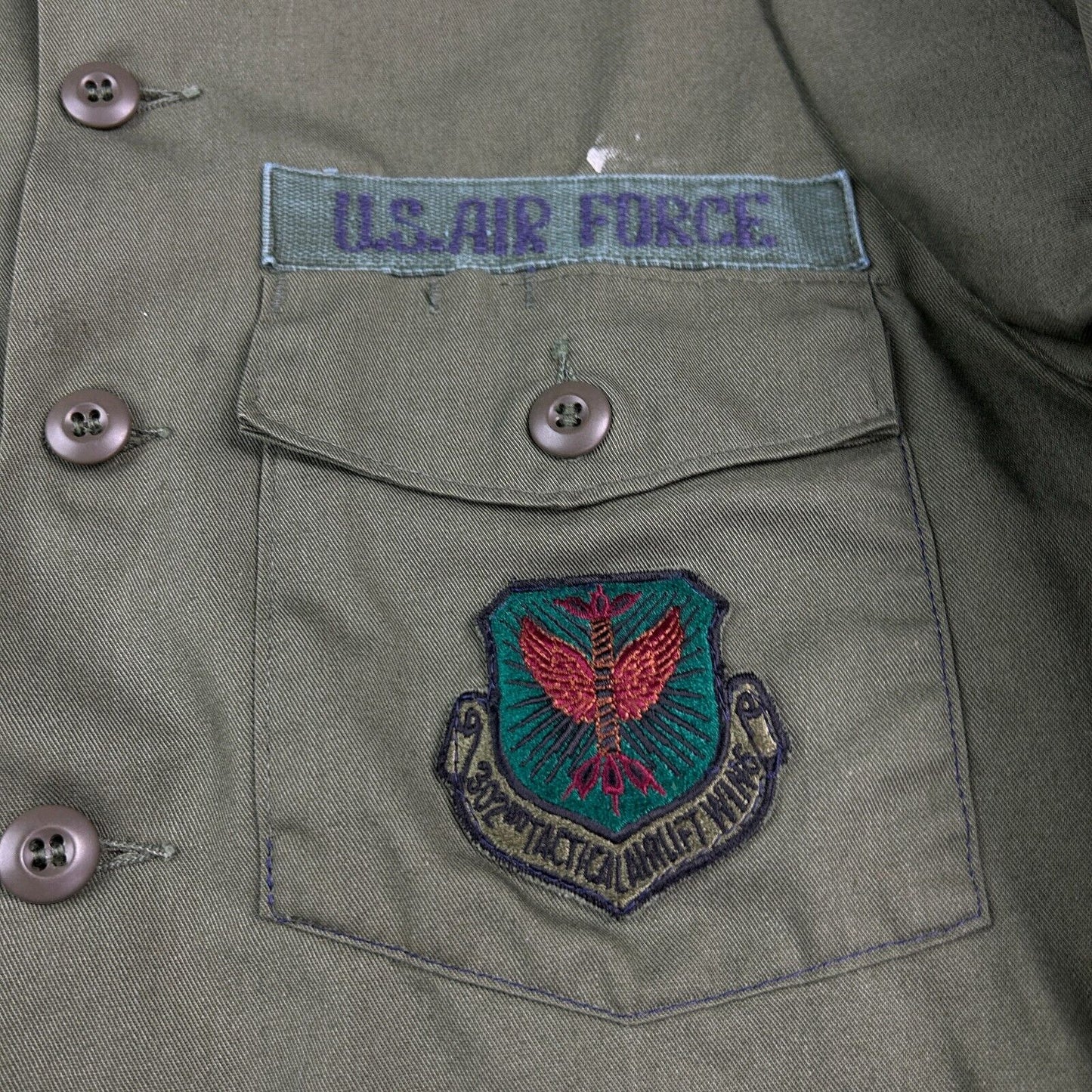 VINTAGE | U.S Air Force Green Fatigue OG 507 Button Down Shirt sz M Adult