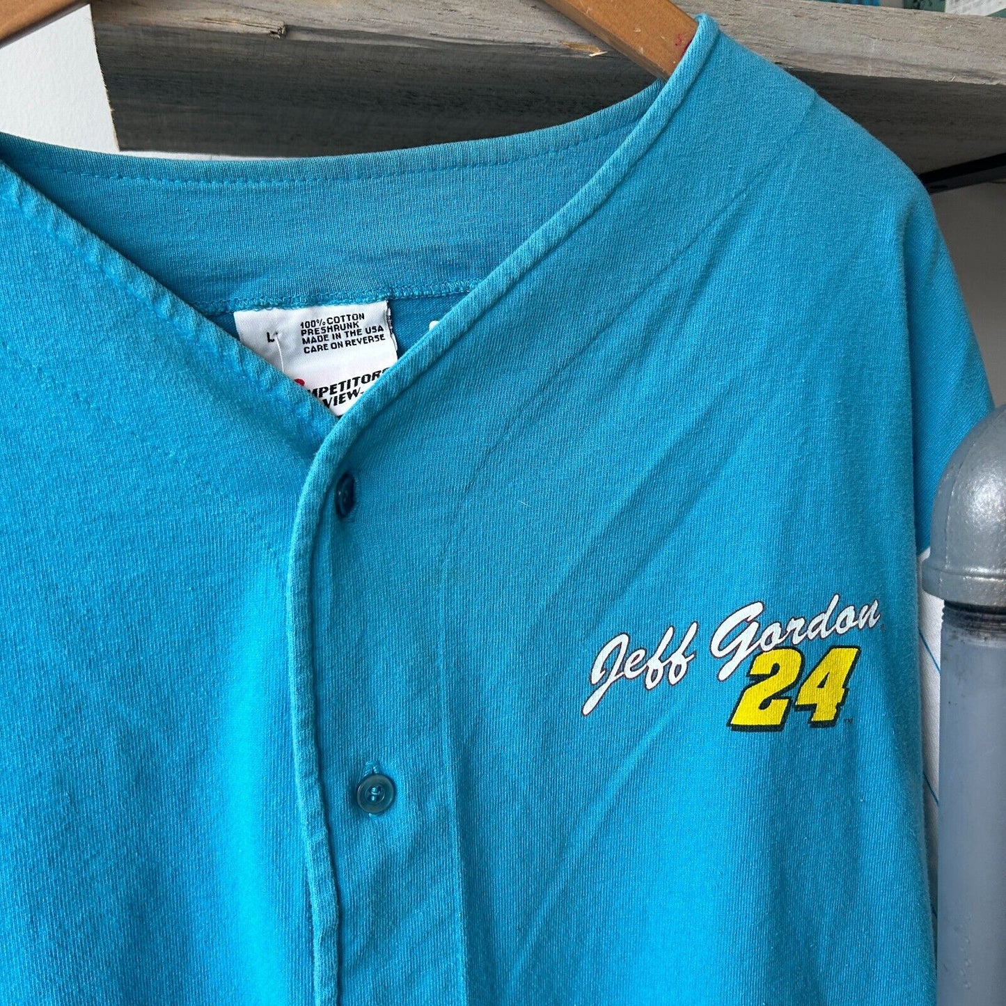 VINTAGE 90s | Jeff Gordon #24 Baseball Racing Jersey T-Shirt sz L Adult
