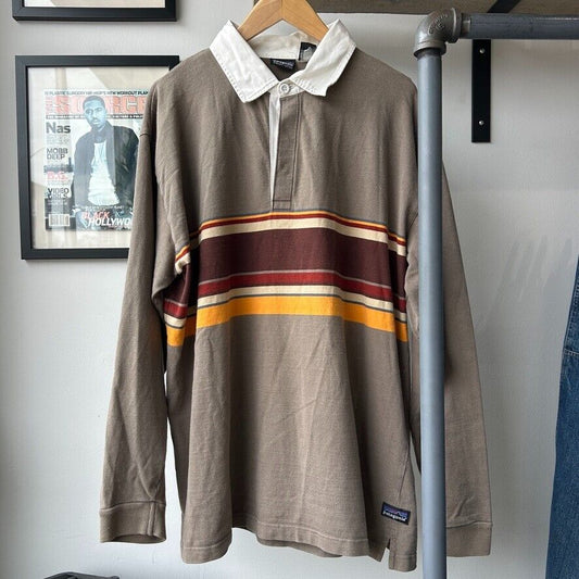 VINTAGE 90s | Patagonia Striped Organic Cotton Rugby Polo Shirt sz XL