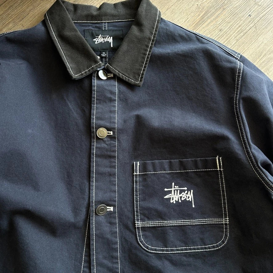 STUSSY | Navy Contrast Stitch Workwear Chore Jacket sz XL