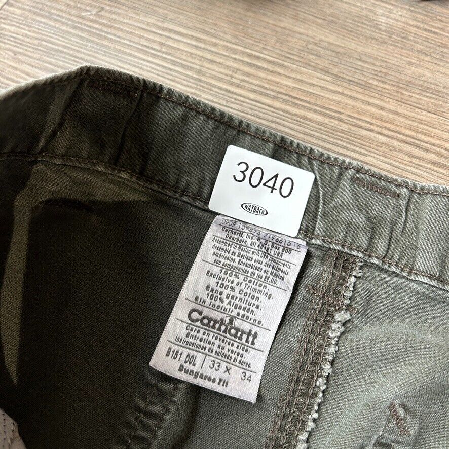 VINTAGE | Carhartt Faded Paint Splatter Sage Workwear Pants sz W33 L34