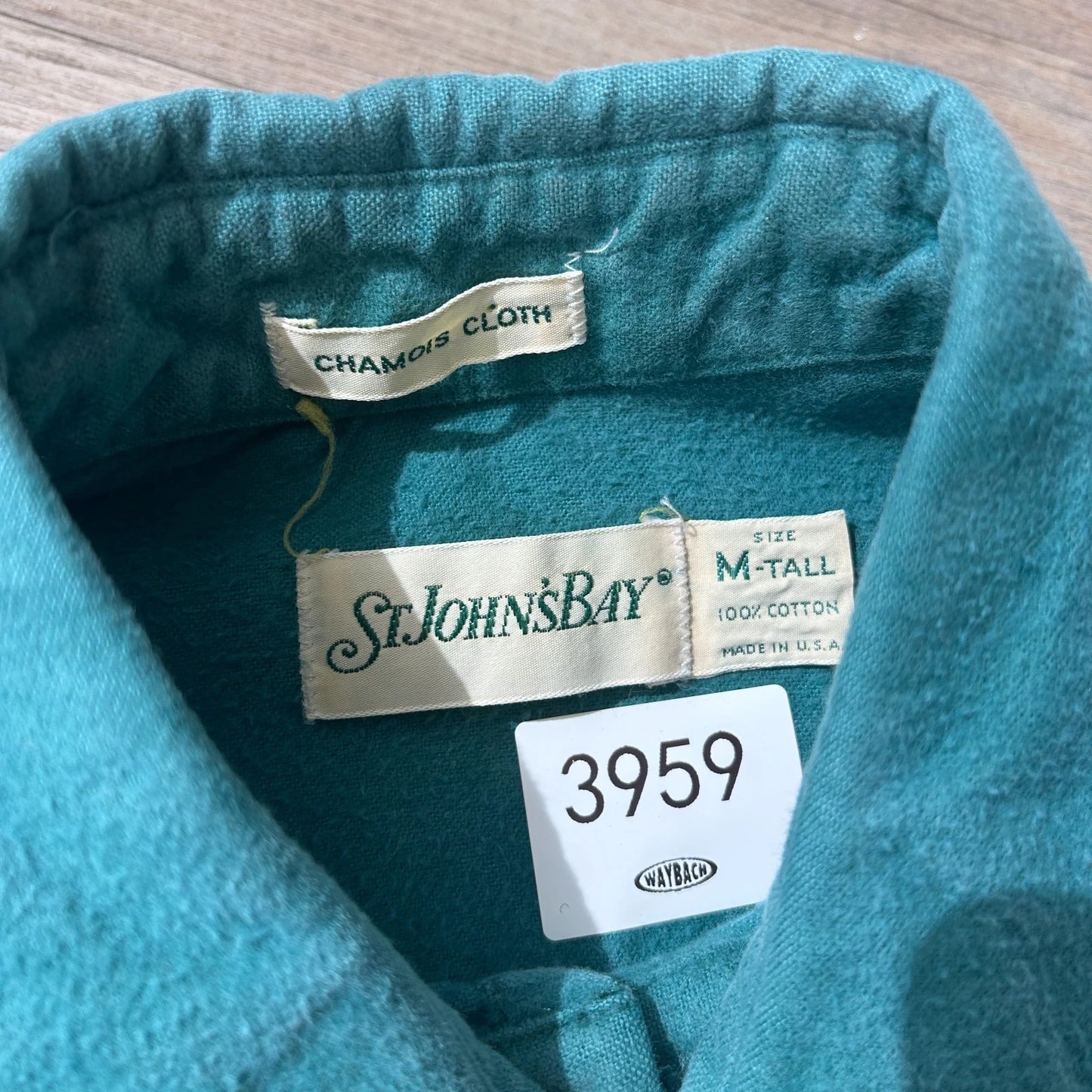VINTAGE | St. Johns Bay Teal Blue Chamois Cloth Button Down Shirt sz M-Tall