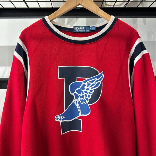 POLO By Ralph Lauren P-WING Rings 90s Stadium Crewneck Sweater sz M
