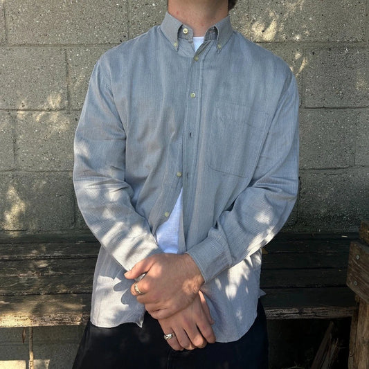 1990s GIVENCHY Gentleman Paris | Vintage Fine Herringbone Button Down Shirt sz L