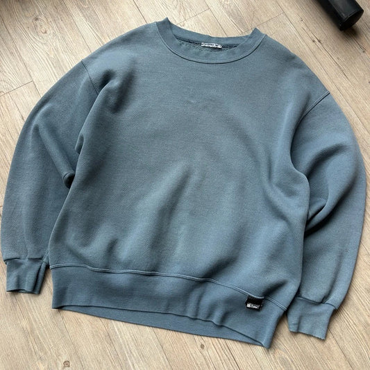 VINTAGE 90s | Faded Clay Blue Blank Crewneck Sweater sz M/L