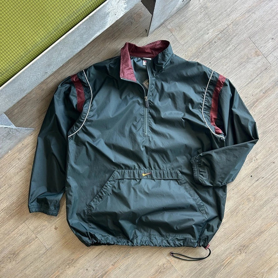 1990s | NIKE Mid Swoosh 1/4 Zip Pullover Windbreaker Jacket sz L