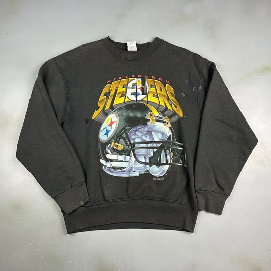 VINTAGE 1995 Pittsburgh Steelers Big Helmet Football Crewneck Sweater sz M Adult