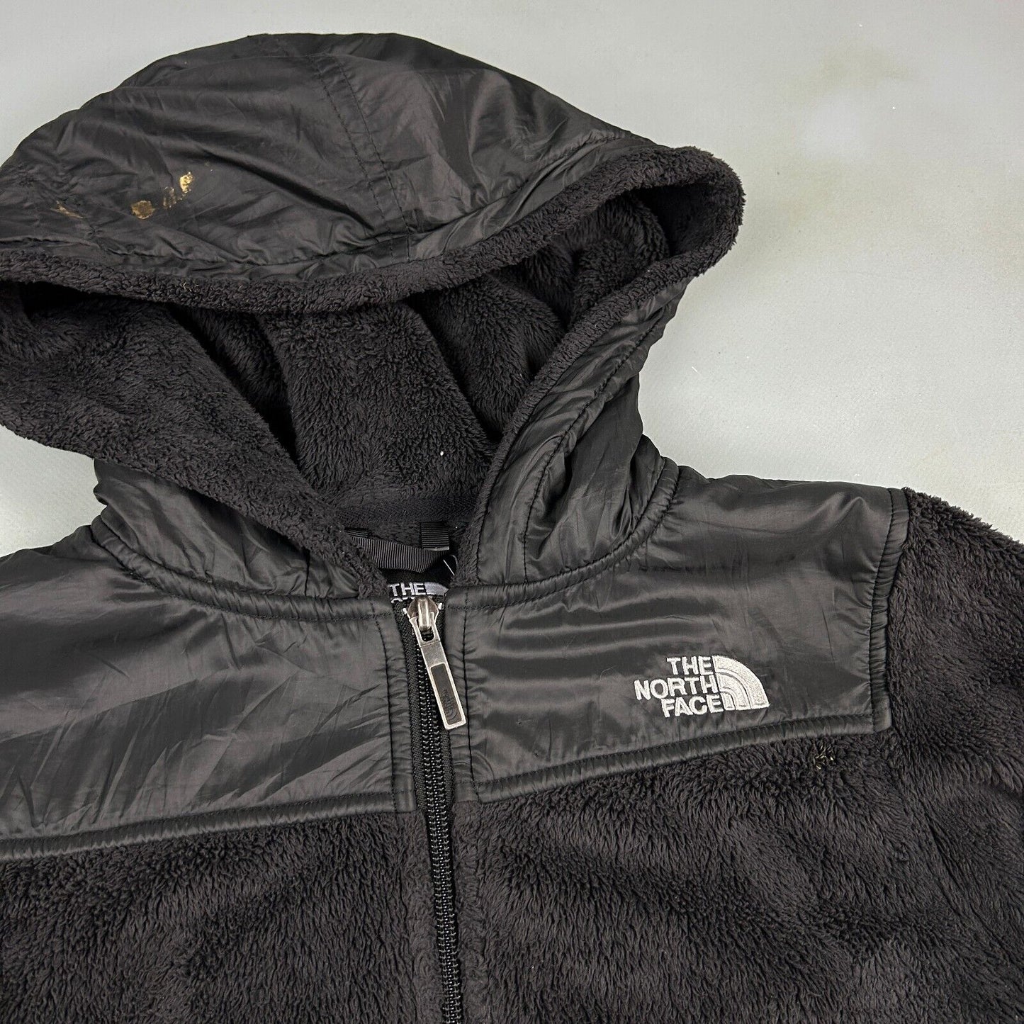 VINTAGE The North Face Black Hooded Fleece Sweater sz XS Womens Adult