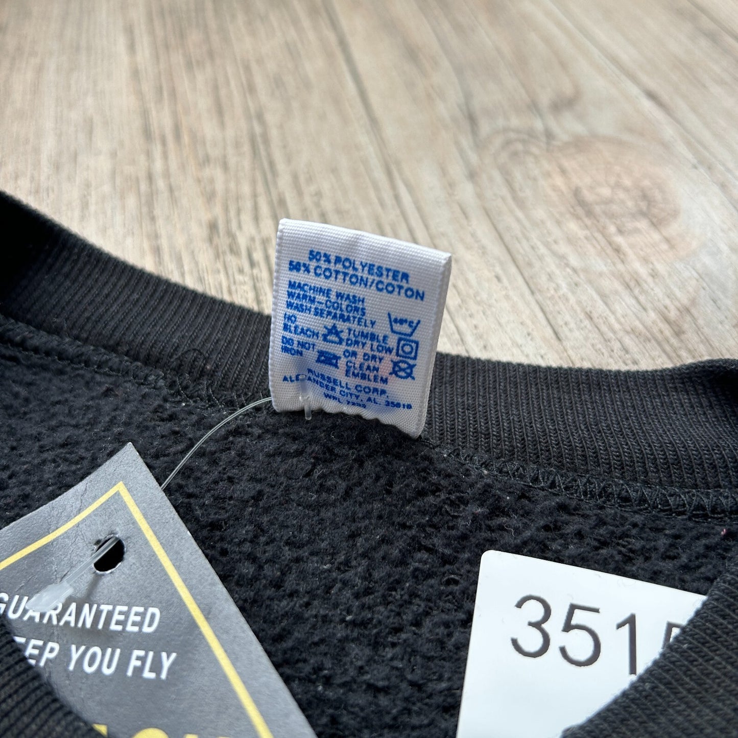 VINTAGE 90s | Russell Athletic Black Crew Sweater Made in USA sz M