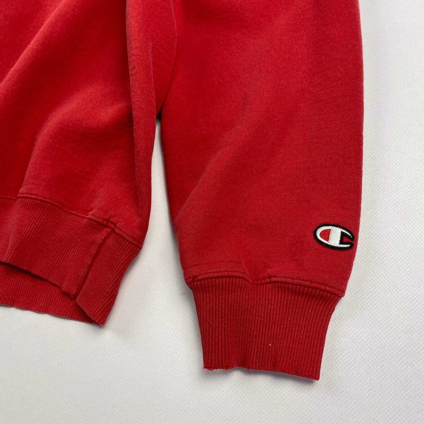 VINTAGE Champion Embroidered Logo Blank Red Crewneck Sweater sz XL Men