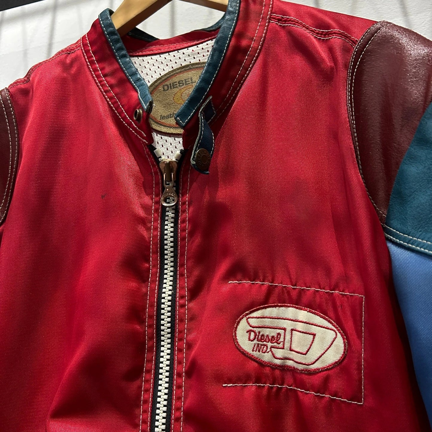 VINTAGE 90s | DIESEL Vrooom Cafe Racer Thrashed Nylon Bomber Jacket sz XL