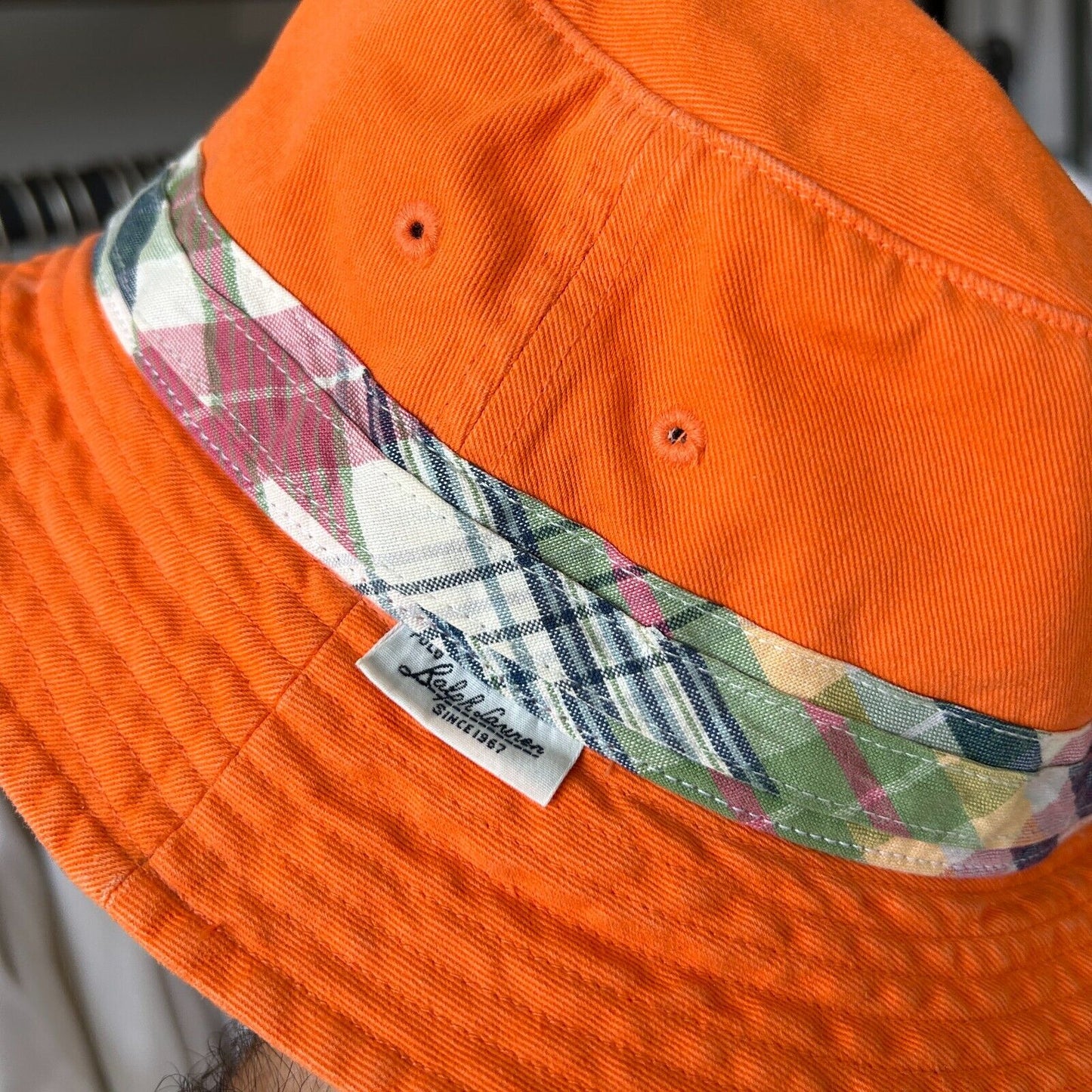 VINTAGE | Ralph Lauren Polo Plaid Stripe Bucket HAT S/M
