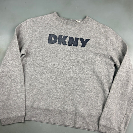 VINTAGE 90s DKNY Faded Logo Grey Crewneck Sweater sz Medium Adult