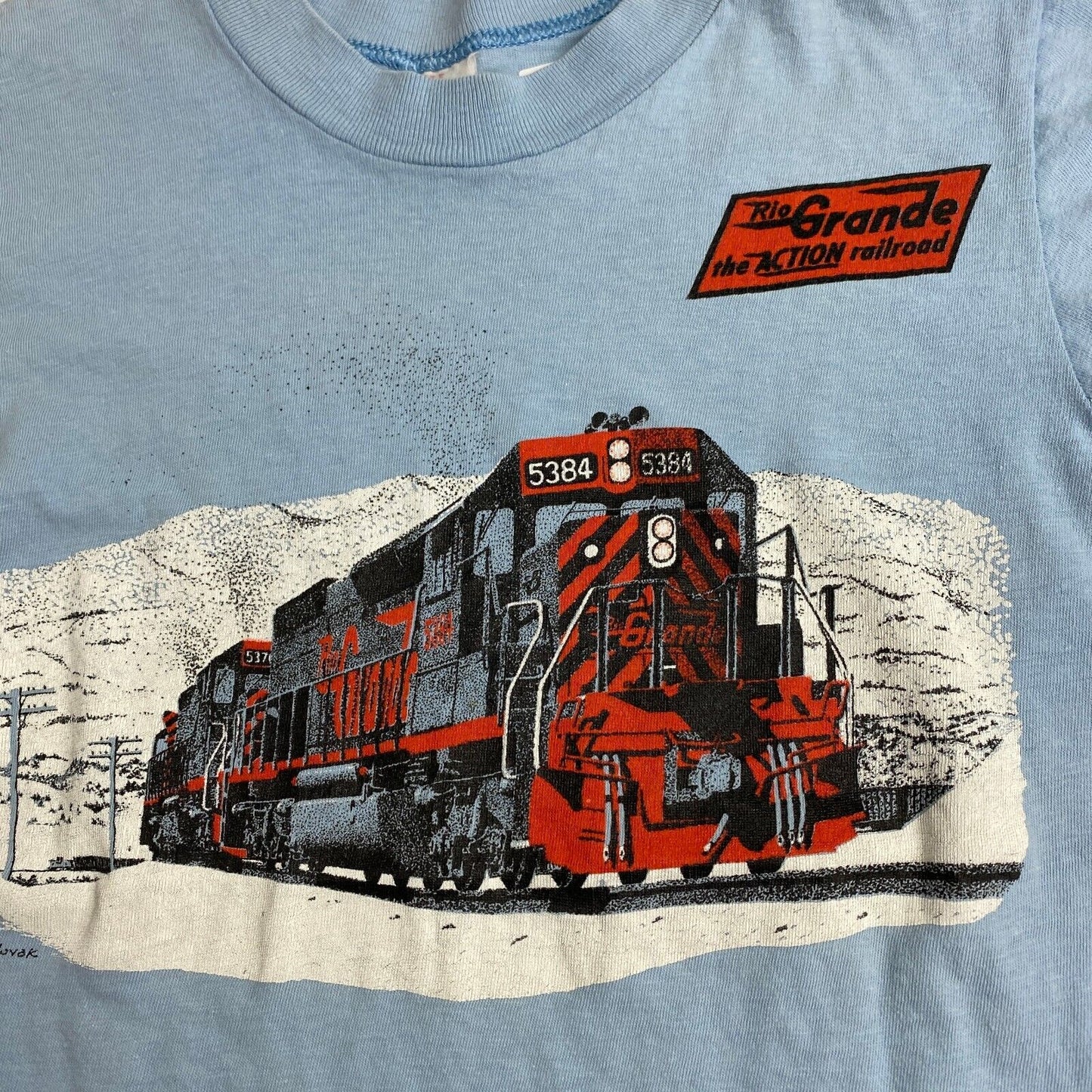VINTAGE 70s Rio Grande The Action Railroad T-Shirt sz X-Small Men