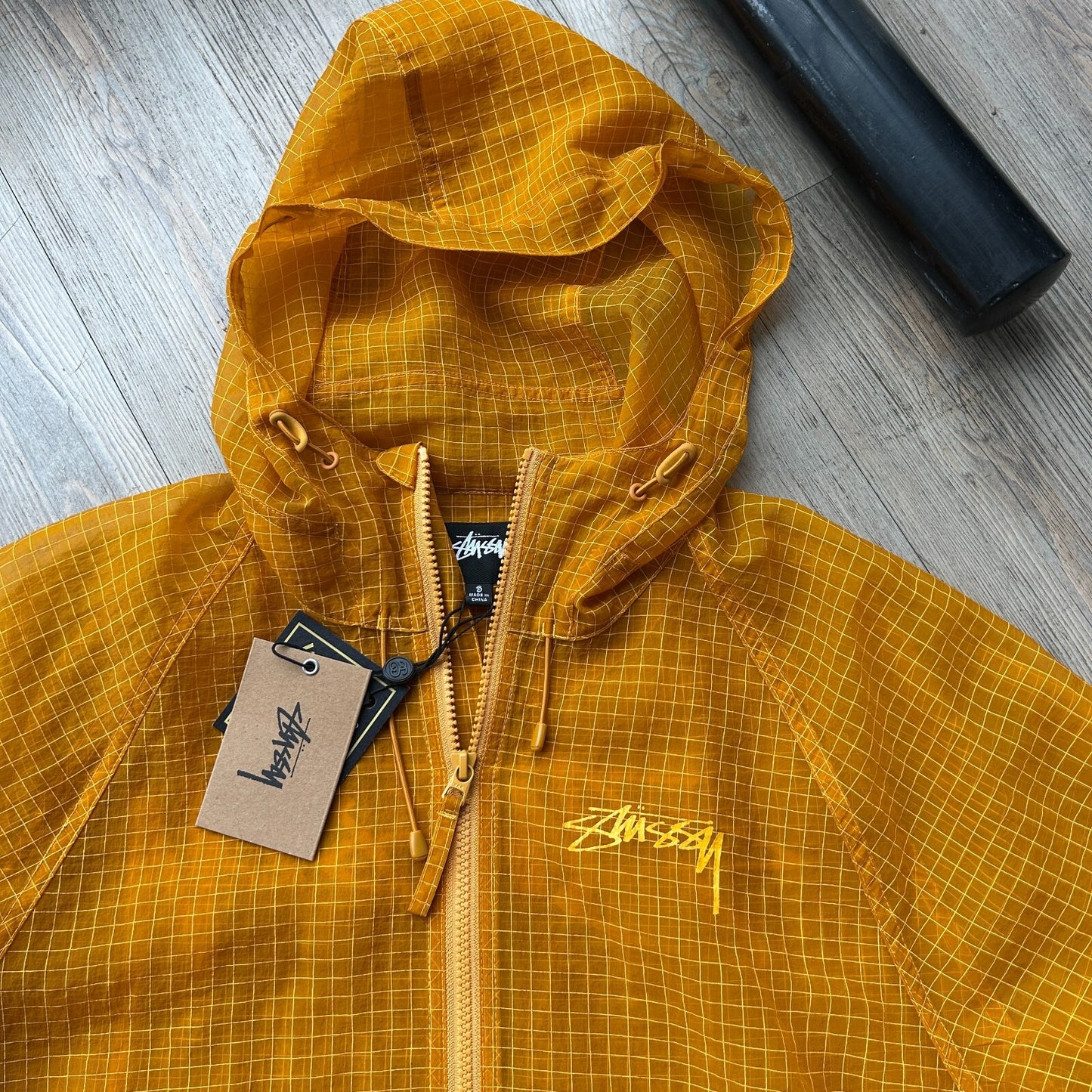 STUSSY | Beach Shell Transparent Ripstop Golden Yellow Jacket NWT sz S
